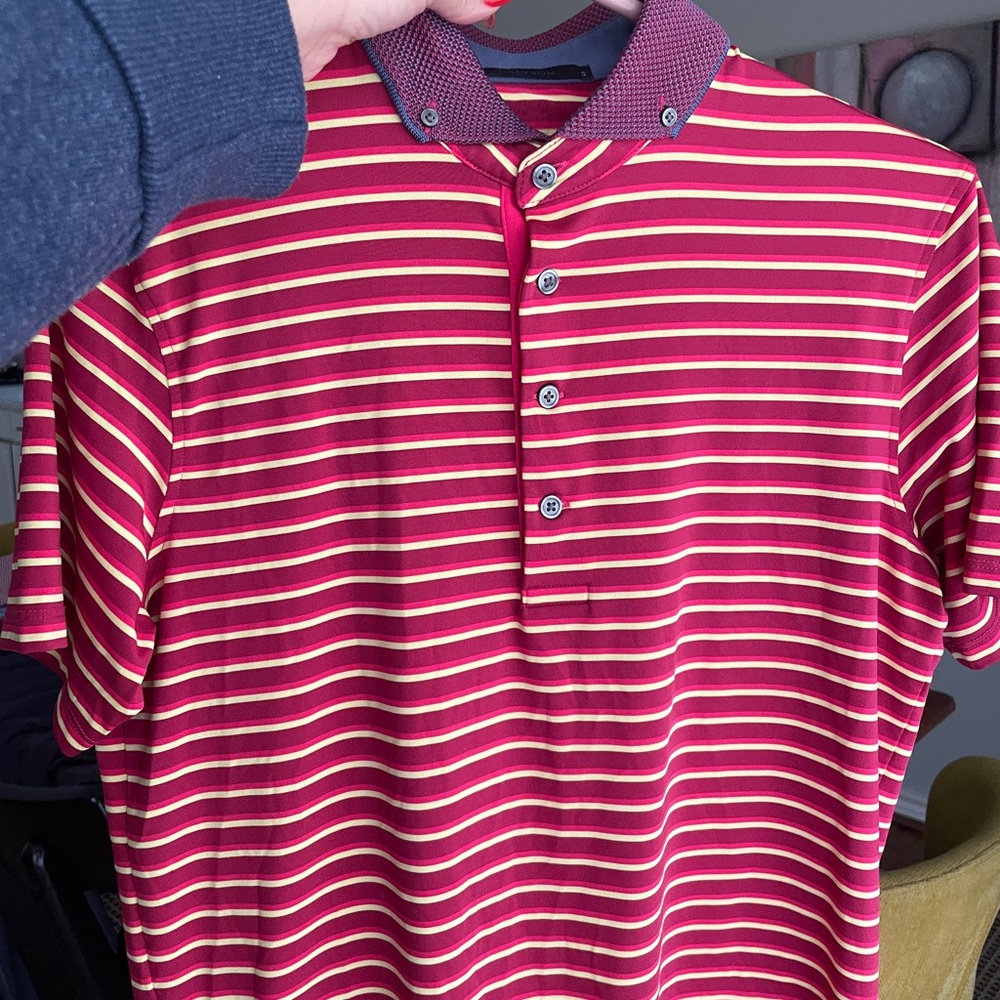 Greyson Striped Red and White Men's Golf Shirt